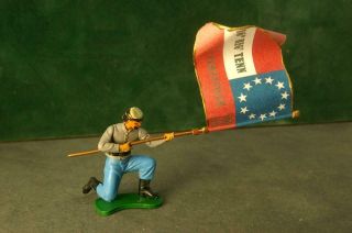 Britains Swoppet Acw American Civil War Confederate Soldier Kneeling With Banner
