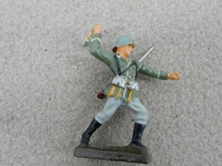 Vintage Ww 2 Lineol Toy German Soldier Throwing Hand Grenades