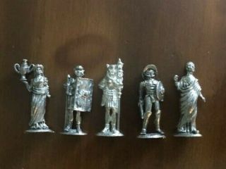 Roman Soldiers Miniature Figurine Set - 4cm Pewter - (set Of 5)