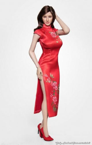 1/6 Chinese Red Cheongsam Dress Accessories For 12 " Phicen Female Figure Body