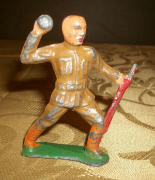 Vintage Og Paint Barclay Manoil Metal Lead Toy Soldier Rifle Grenade Thrower
