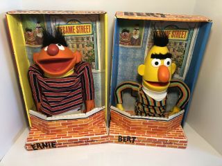 Vintage 1970’s Sesame Street Ernie & Bert Hand Puppets Jim Henson Muppet Puppets