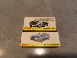 Dinky Toys Meccano 2 X empty Boxes Citroen cx and Simca 1100 Police 2