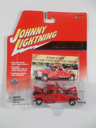 Johnny Lightning 1/64 Classic Gold Ford F - 450 Clark’s Service Tow Truck