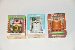 3 Christmas Android Special Edition Figures Snowman Flakes Ginger Bingle Google