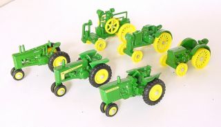 1980s Ertl John Deere Historical Toy Tractor Set Of 6 Green Diecast