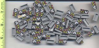 Lego X 100 Light Bluish Gray Tile 1 X 2 With Red 82,  Yellow White Gauges Pattern