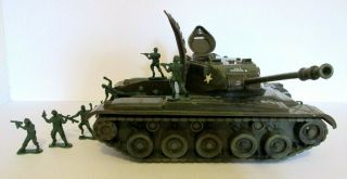 10 " Vintage Processed Plastic Co.  Army Military Green Toy Tank 7520 Usa