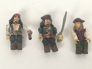 3 Pirates Of Caribbean Figures Figs Capt Jack Sparrow Mega Bloks Lego Compatible
