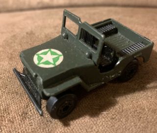 Lesley Matchbox Superfast Army Jeep In Olive Green With No 38 Base