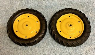 2 Rear John Deere Vintage Metal Rims And Tires For A,  60,  620 Older Toy Tractors P