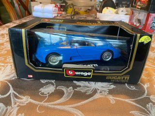 Burago 1/18 Scale Diecast Bugatti Car Blue Color Eb 110 1991