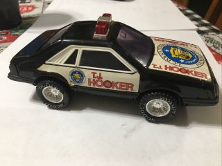 Vintage Buddy L,  Police Car,  T.  J.  Hooker 1983 Fox Body Mustang.  Steel Car