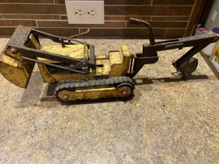 Vintage Tonka Yellow Trencher Loader Back Hoe 1960’s Pressed Steel