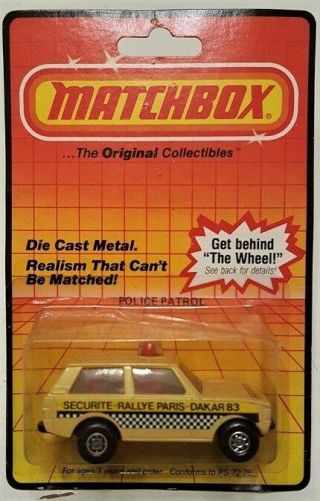 1983 Matchbox Rolamatics Police Patrol Rallye Paris - Dakar Variation - On Card