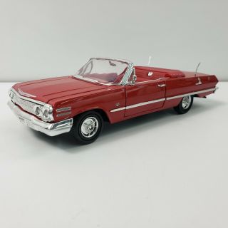 1963 Chevy Impala Ss Convertible Scale 1/24 Diecast Model Car Welly 22434 Red