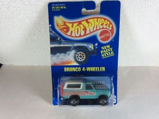 Hot Wheels Bronco 4 - Wheeler Ford Blue Card 56 Teal 1990 CARD 56 2