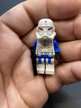 Lego Blue Clone Trooper Commander Star Wars Troop W/ Blaster