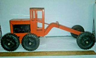 Vintage Structo Construction Company Pressed Steel Orange Road Grader Toy