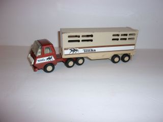 Vintage Tonka Farms Tractor Trailer Truck Cattle Or Horse Hauler