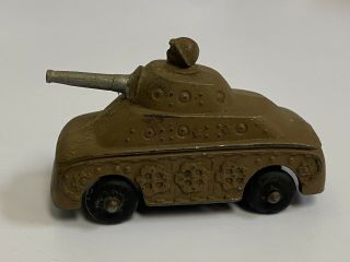 Vintage Barclay Diecast Metal Toy Military Tank Soldier In Turret