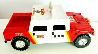 Vintage 1999 Hasbro Tonka Red Fire Rescue Hummer Lights,  Talks Sounds Emergency