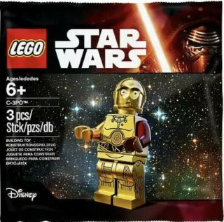 Lego Star Wars Gold C - 3po Droid Minifigure Red Arm Exclusive Bag 5002948