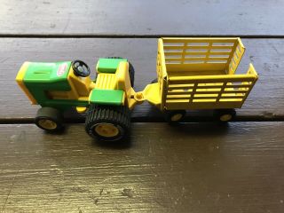 Vintage Tonka Farm Tractor (811002) And Trailer (55320) Green Yellow Metal Toy