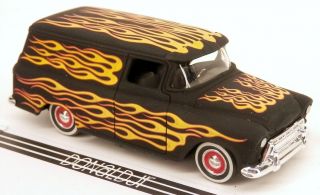 Jada Road Rats 1957 Chevrolet Suburban Flat Black Flames 
