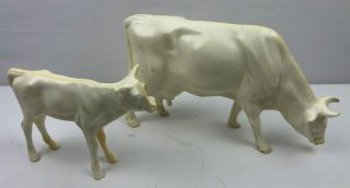 Vintage Ertl Farm Set White Cow Bull And Calf 1:16 Plastic