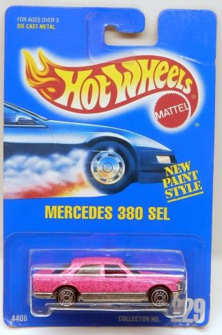 Hot Wheels Mercedes - Benz 380 Sel Pink Glitter Vintage Blue Card 229 Moc