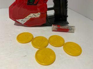 Power Rangers Red Dino Charge Trex Launcher Shooter (5) Discs & Trex Charger