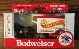 Vintage Budweiser Die Cast Metal Horse Drawn Beer Delivery Wagon Model