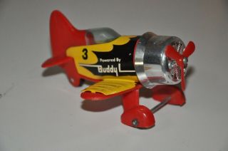 Vintage Diecast Metal Powered By Buddy L Corp.  Airplane Made In Japan Yellow Red