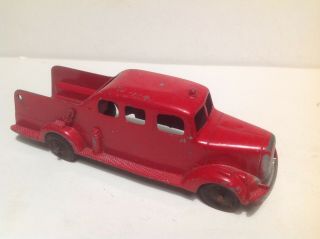 Vtg Tootsie Toy Metal Red Fire Chief Car With Light Made In Usa