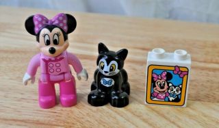 Lego Duplo Minnie Mouse Figure And Cat,  Brick With Photo Of Cat,  Minnie