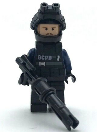 Lego Swat Team Minifigure With Armor Gun Police Army Figures Night Goggles