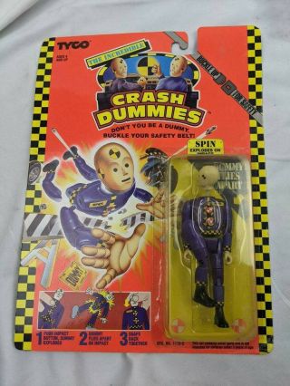 1991 The Incredible Crash Dummies Spin Purple Action Figure By Tyco Moc