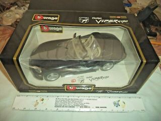 1993 Burago Dodge Viper Rt/10 - Black - 1/18 Scale -