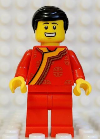 Lego Minifigure - Toy Vendor In Red Changshan Cheongsam - Chinese Rare /