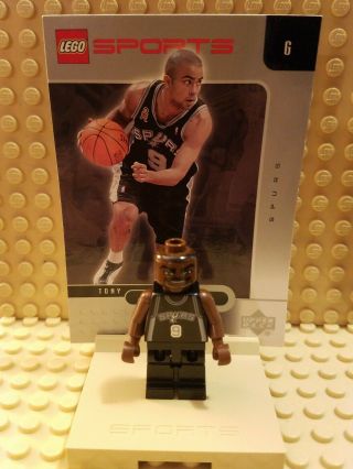 Lego Minifigure Tony Parker San Antonio Spurs 9.  With Card & Stand.