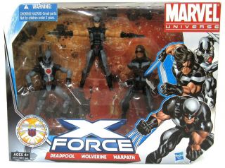 Hasbro Marvel Universe 3.  75 X - Force 3 - Pack Deadpool Wolverine Warpath 2010