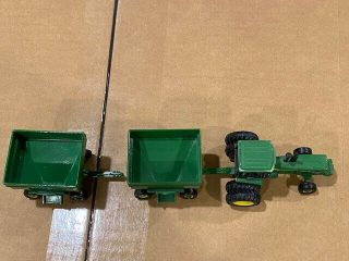 Vintage ERTL 1/64 John Deere (4440) tractor with duals and 2 gravity - flow wagons 2