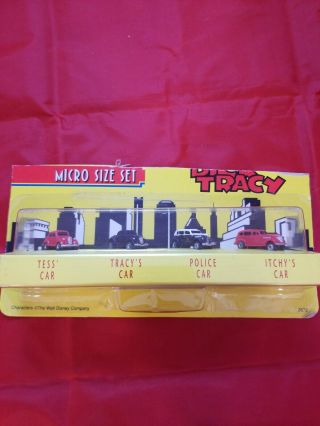 1990 Ertl Dick Tracy Micro Size Set Tess Tracy Police Itchy Diecast Cars Noc
