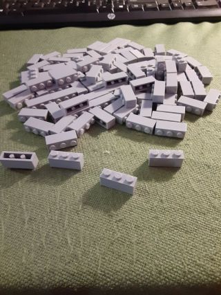 Lego - 1 X 3 Medium Stone Grey Brick - 100 Count -