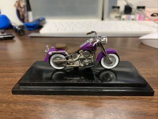Hot Wheels 100 L/e Purple Harley Davidson Fatboy W/ Real Riders Loose