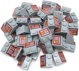 Lego 50 Light Bluish Gray Slope 45 2 X 2 With Red Cash Register,  15 Pattern