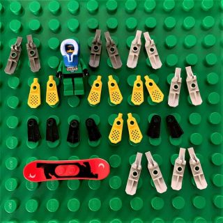Lego Minifig W/skis & Snow Flippers & Snowboard