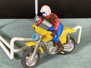 Vintage Diecast Motocross Toy Dirt Bike Motorcycle W/ Rider Made In Hong Kong