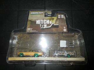 1/64 Greenlight 77 Pontiac Lemans Safari Wagon And Trailer Green Machine